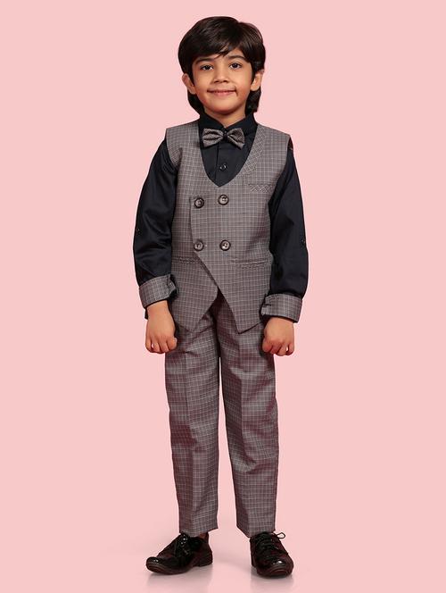 grey check cotton suit sets - 20358916 - Very Small Image - 1