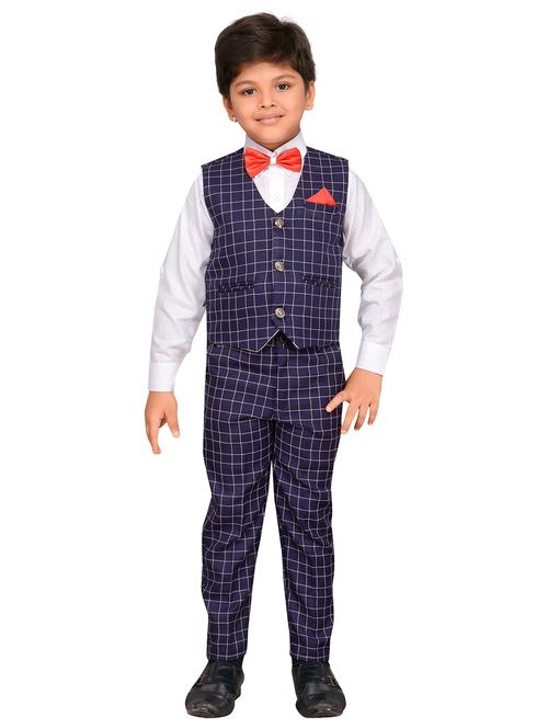 navy blue checks cotton suit sets - 20358950 - Very Small Image - 1