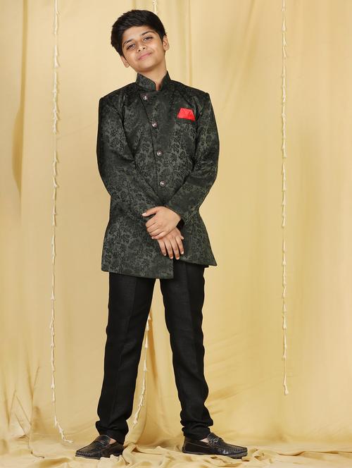 boys silk sherwani bottom set - 20358980 - Very Small Image - 1