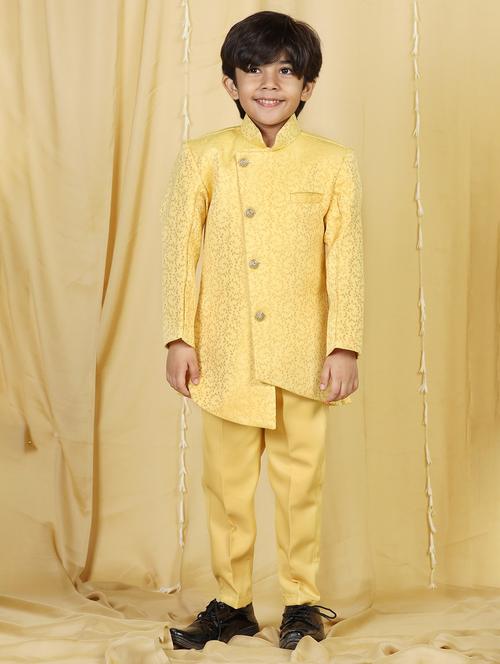 boys silk sherwani pant set - 20358992 - Very Small Image - 1