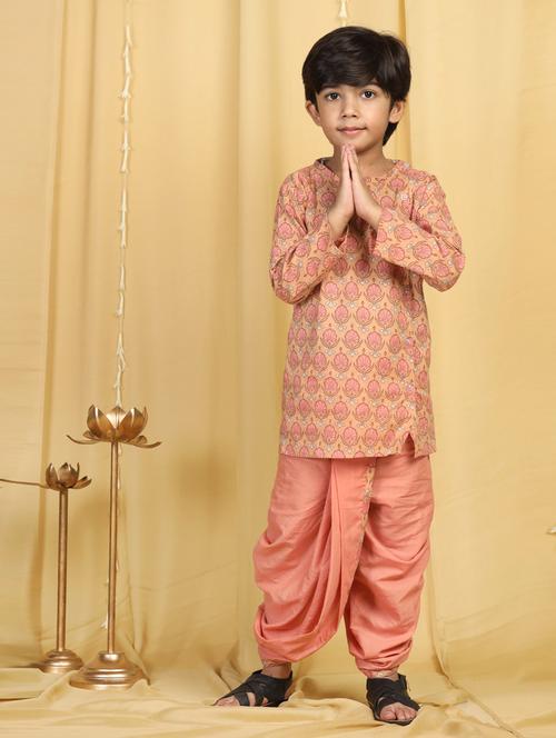 coral floral print dhoti kurta set - 20359087 - Very Small Image - 1