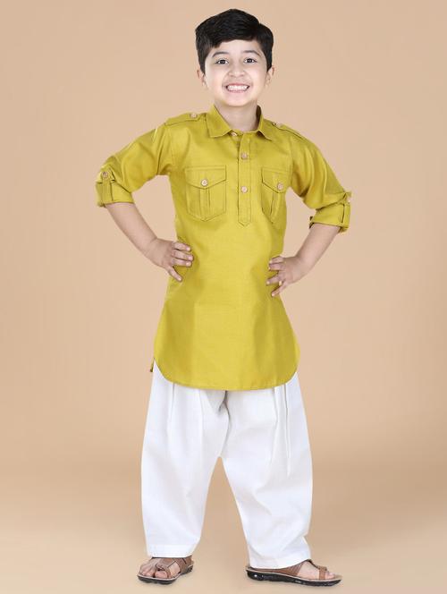 olive cotton kurta sets - 20359135 - Very Small Image - 1