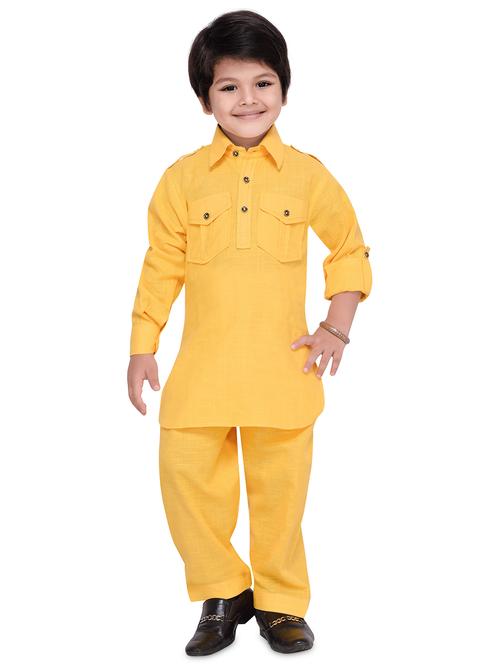 yellow cotton kurta sets - 20359148 - Very Small Image - 1