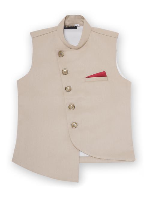 boys beige cotton blend waistcoats - 20359200 - Very Small Image - 1