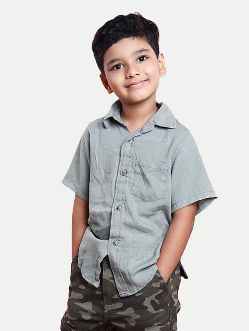 boys solid grey cotton shirt - 20359299 - Very Small Image - 1