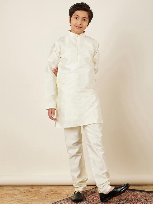 optic white solid kurta set - 20359596 - Very Small Image - 1
