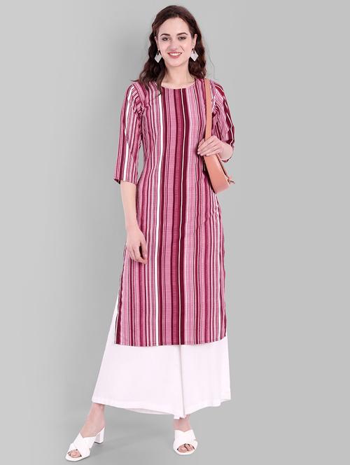 pink colored straight kurta - 20359839 - Very Small Image - 1