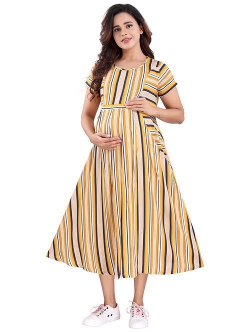yellow maternity wear dress - 20360350 - Very Small Image - 1