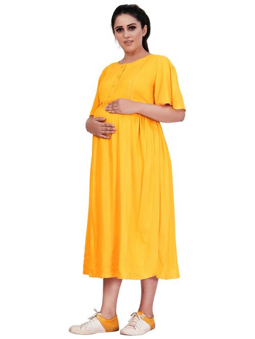yellow maternity wear dress - 20360355 - Very Small Image - 1