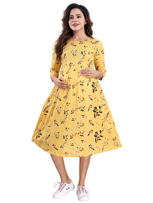yellow maternity wear dress - 20360369 - Very Small Image - 1