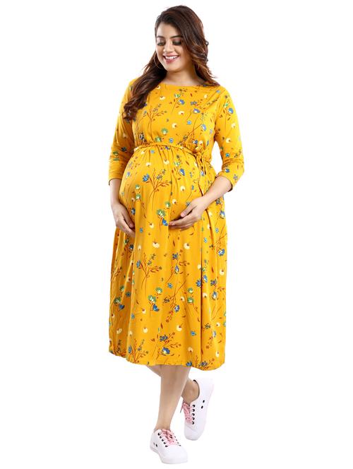 yellow maternity wear dress - 20360373 - Very Small Image - 1