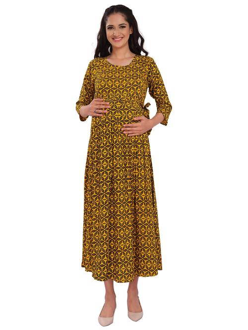 yellow printed maternity dress - 20360390 - Very Small Image - 1