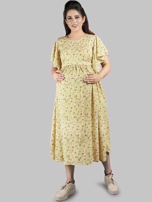 printed maternity midi dress - 20360394 - Very Small Image - 1