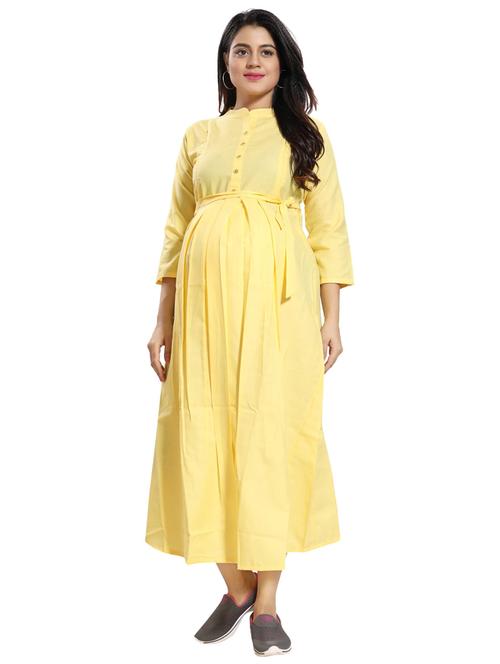 yellow solid maternity dress - 20360399 - Very Small Image - 1