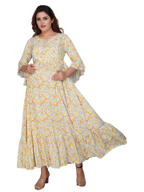 women's white printed maternity dress - 20360405 - Very Small Image - 1