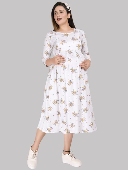 maternity printed midi dress - 20360406 - Very Small Image - 1