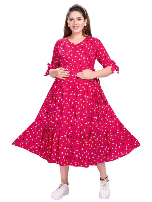 maternity polka dots midi dress - 20360443 - Very Small Image - 1