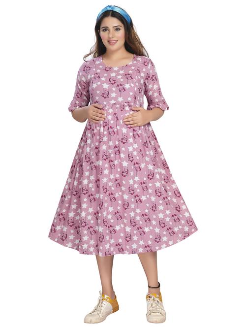 pink printed maternity dress - 20360506 - Very Small Image - 1
