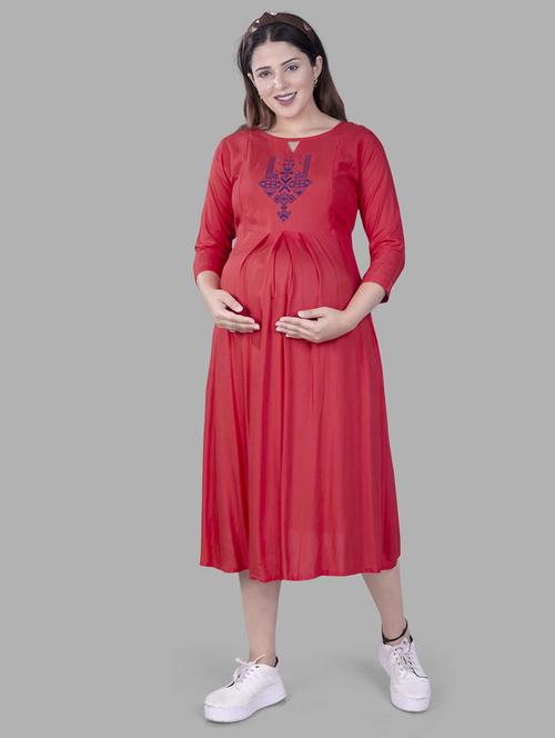 women's red maternity dress - 20360544 - Very Small Image - 1