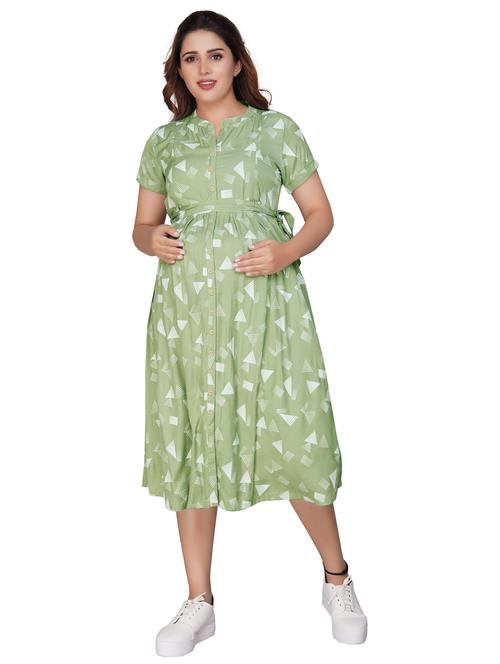 women's green printed maternity wear - 20360603 - Very Small Image - 1