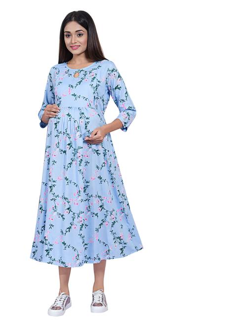 maternity printed midi dress - 20360693 - Very Small Image - 1