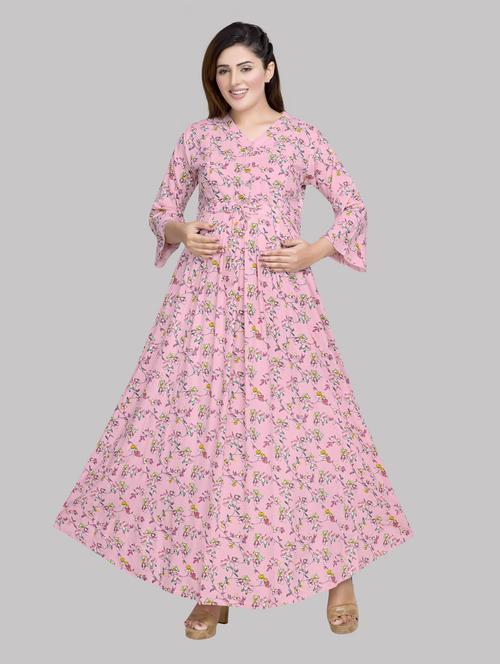 maternity printed maxi dress - 20360717 - Very Small Image - 1