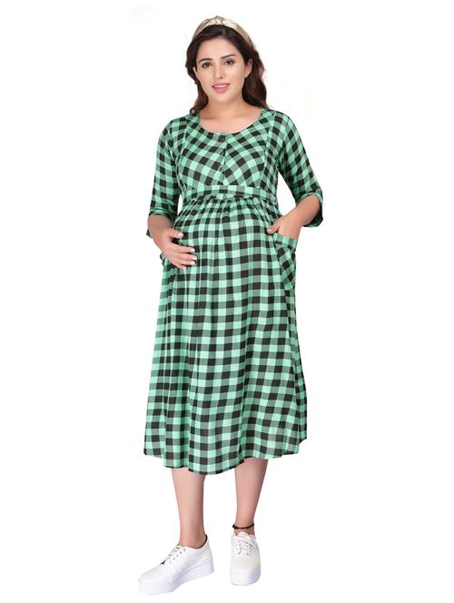 women's green maternity check dress - 20360759 - Very Small Image - 1
