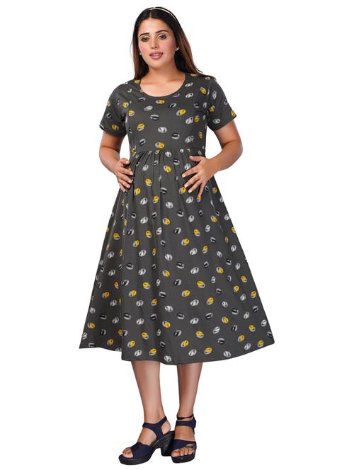 charcoal printed maternity dress - 20360771 - Very Small Image - 1