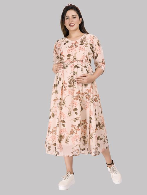 women's nude maternity floral dress - 20360783 - Very Small Image - 1