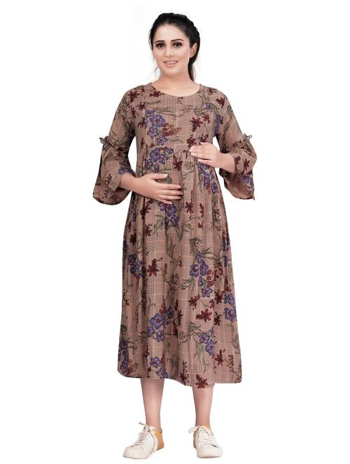 brown maternity wear dress - 20360793 - Very Small Image - 1