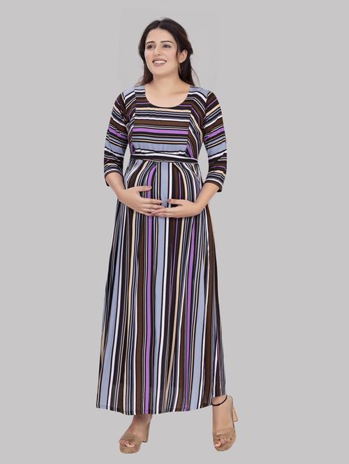 women striped maternity wear dress - 20360816 - Very Small Image - 1