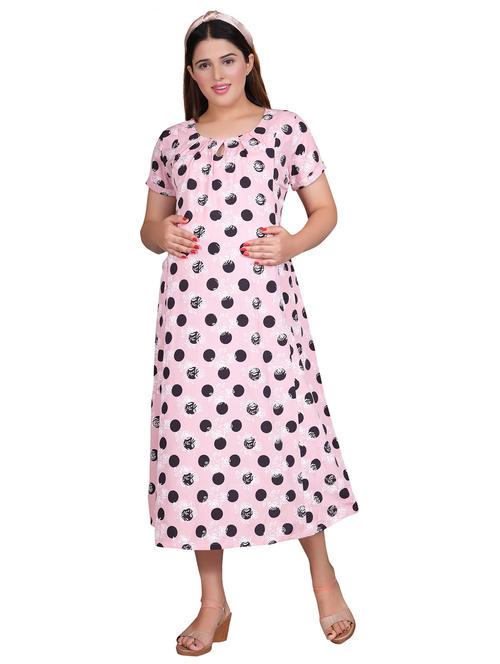 pink printed maternity dress - 20360835 - Very Small Image - 1