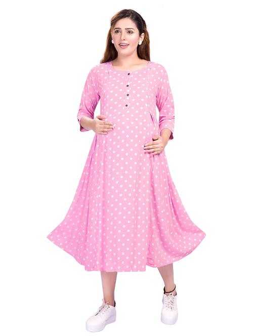 pink polka dots maternity dress - 20360836 - Very Small Image - 1