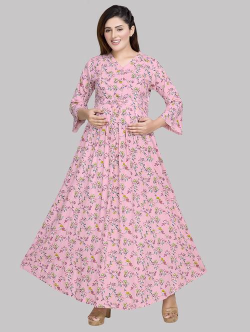 pink floral maternity dress - 20360841 - Very Small Image - 1