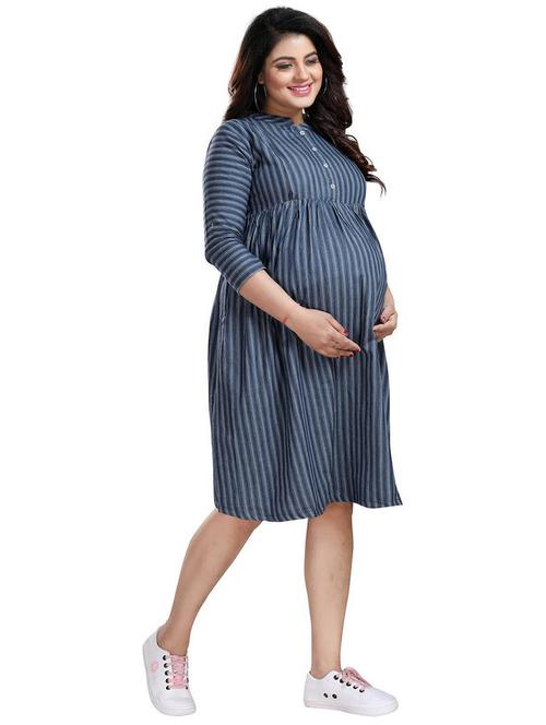 navy blue stripes maternity dress - 20360855 - Very Small Image - 1