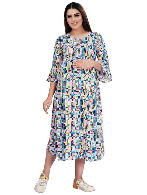 multi colored geometric maternity dress - 20360868 - Very Small Image - 1