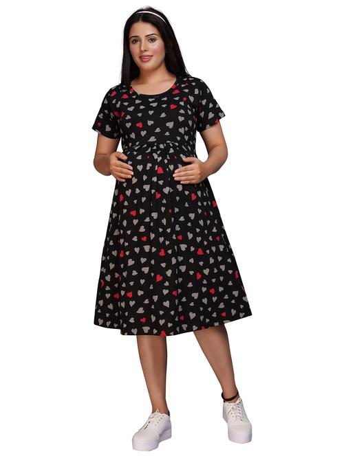 women's black printed maternity dress - 20360922 - Very Small Image - 1