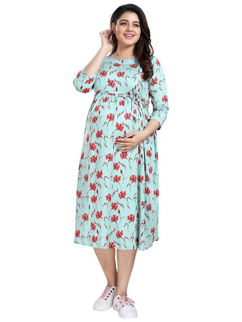 light blue floral maternity dress - 20360927 - Very Small Image - 1