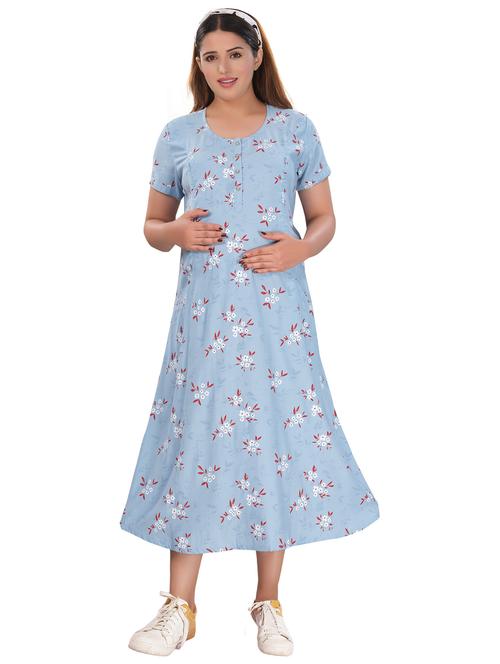 women's light blue maternity floral dress - 20360936 - Very Small Image - 1