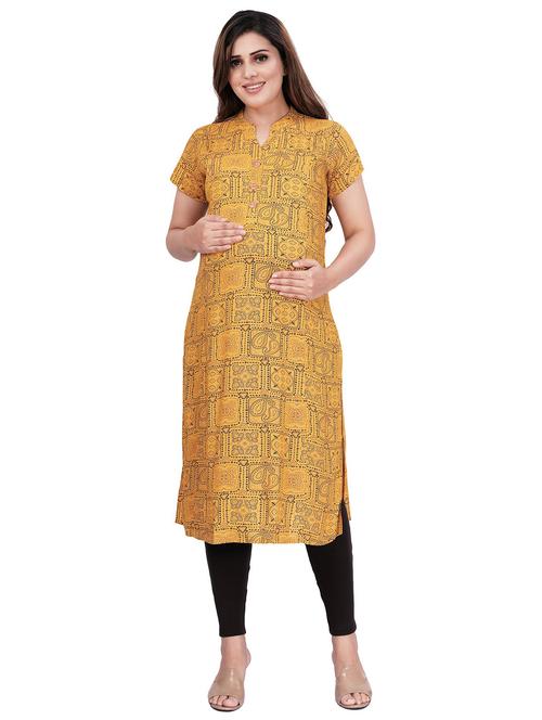 yellow printed maternity wear kurta - 20361018 - Very Small Image - 1