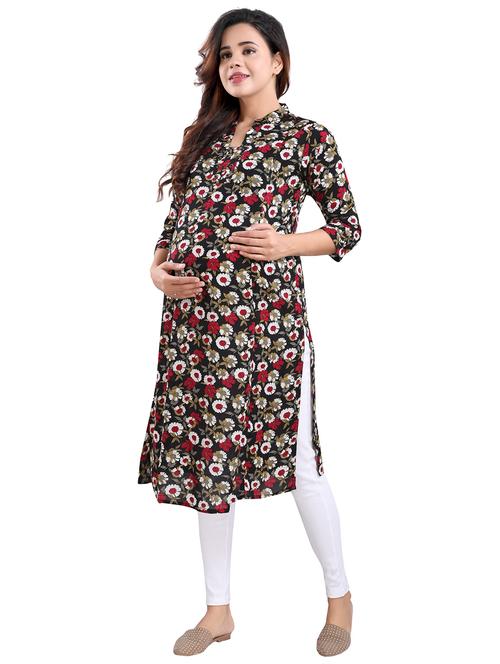 black floral printed maternity wear kurta - 20361133 - Very Small Image - 1