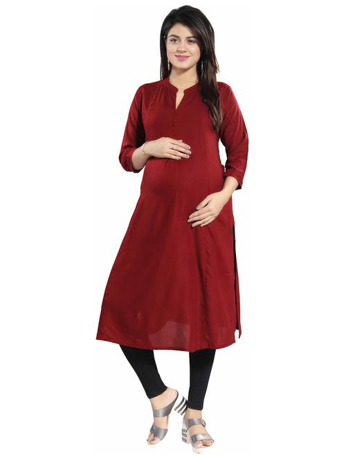 maroon maternity wear kurta - 20361202 - Very Small Image - 1