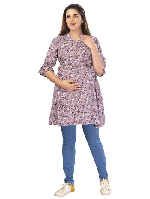 mauve floral maternity tunics - 20361276 - Very Small Image - 1