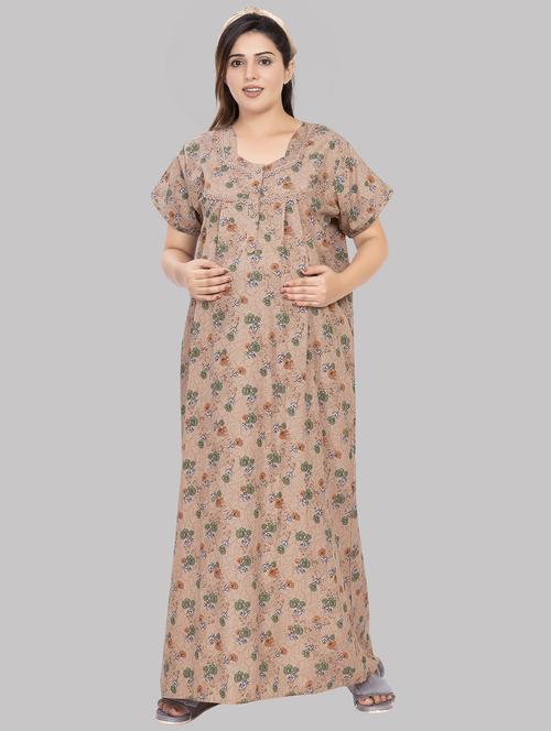 beige printed maternity nightwear - 20361387 - Very Small Image - 1