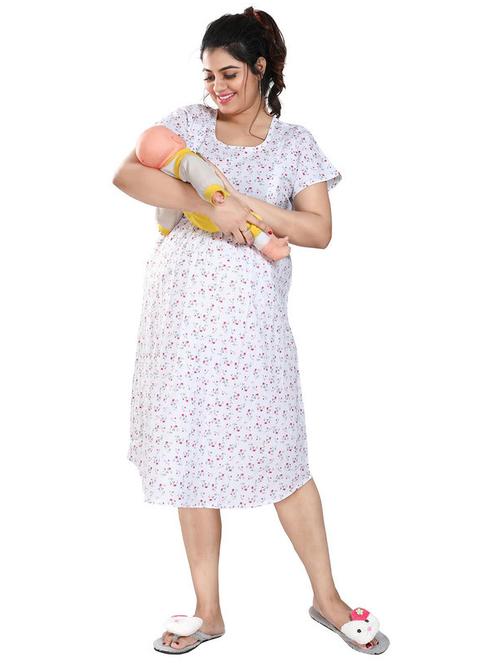off white floral print maternity nightwear - 20361427 - Very Small Image - 1
