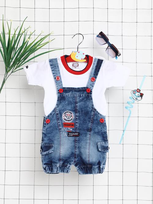 kids denim dungaree twin set - 20361976 - Very Small Image - 1
