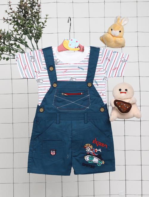 kids denim dungaree twin set - 20361997 - Very Small Image - 1