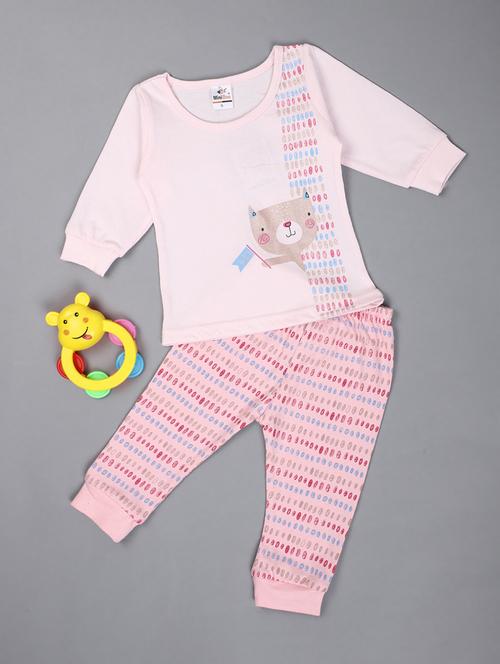 kids pink printed top & pajama set - 20362106 - Very Small Image - 1