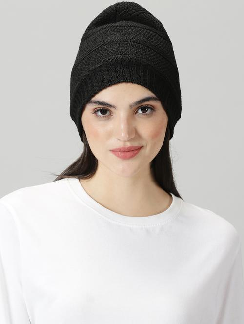 ausk women's solid winter cap - 20362190 - Very Small Image - 1