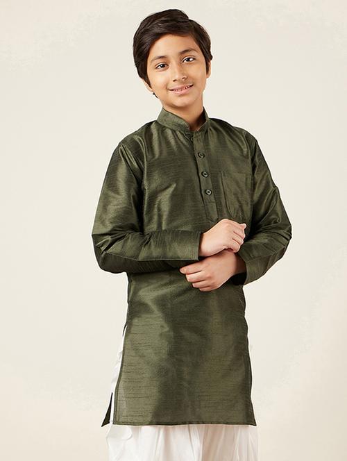 boys solid long sleeve kurta - 20362436 - Very Small Image - 1